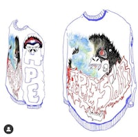 a drawing of a sweatshirt with a skull on it